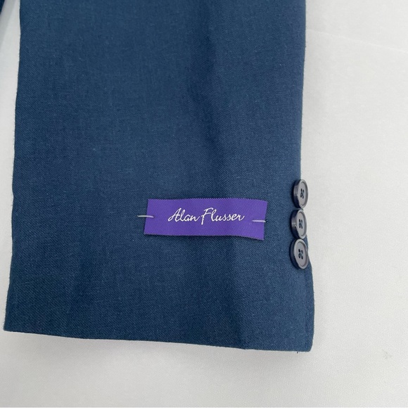 NWT Alan Flusser Alex1 Sport Coat Blazer Men’s L Navy Linen Blend Unstructured - Picture 5 of 9
